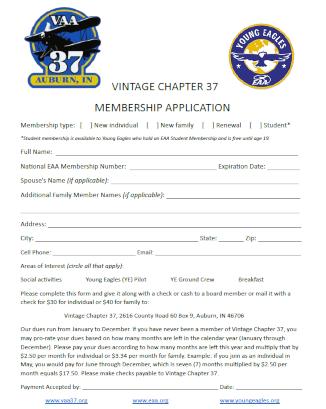 VAA 37 Membership Form